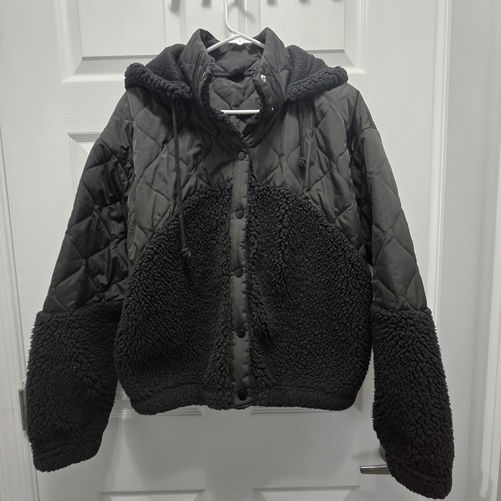 PacSun Black Quilted Hooded Jacket